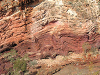 Tortured rock strata, Hammersley Gorge